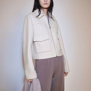 Mango Wool Blend Cream Jacket